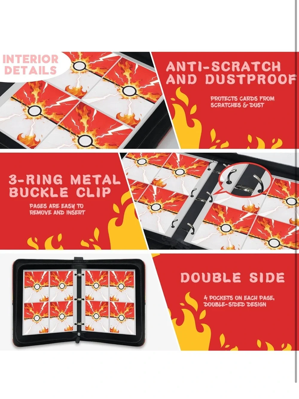 Fire Pokeball Card Binder - trading card binder holder 440 cards